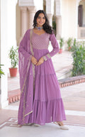 Vedant Vastram Georgette Embroidery & Sequence Work Stitched Ethnic Gown-Purple - Distacart