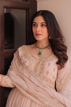 Vedant Vastram Georgette Embroidery & Sequence Work Stitched Ethnic Gown-Chiku - Distacart