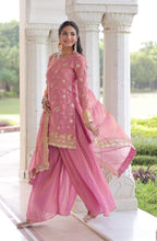 Vedant Vastram Russian Silk Embroidery & Sequence Work Stitched Ethnic Sharara Set-Pink - Distacart