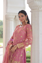 Vedant Vastram Russian Silk Embroidery & Sequence Work Stitched Ethnic Sharara Set-Pink - Distacart