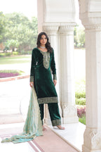 Prazu Fashion Green Velvet Rich Sequins & Zari Embroidered Work Salwar Suit - Distacart