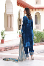 Prazu Fashion Blue Velvet Rich Sequins & Zari Embroidered Work Salwar Suit - Distacart