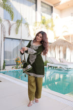 Prazu Fashion Green Velvet With Rich Zari Coding Embroidered Suit With Potli Bag - Distacart