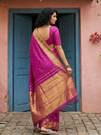 Shree Shyam Fashion Magenta Silk Blend Saree - Distacart