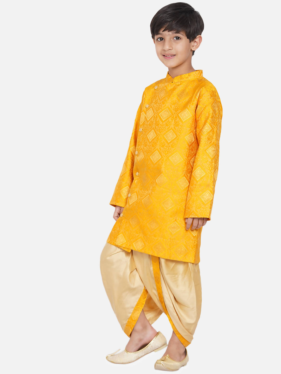 Little Bansi Boys Angrakha Kurta with Dhoti Royal yellow