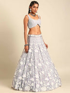 House of Panchhi Mauve Chinon Sequins and Zarkan embroidery Lehenga choli & Dupatta