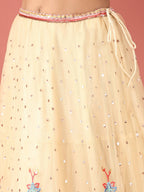 House of Panchhi Cream Net Multi colour Thread & Sequinse Work Lehenga & Blouse, Dupatta