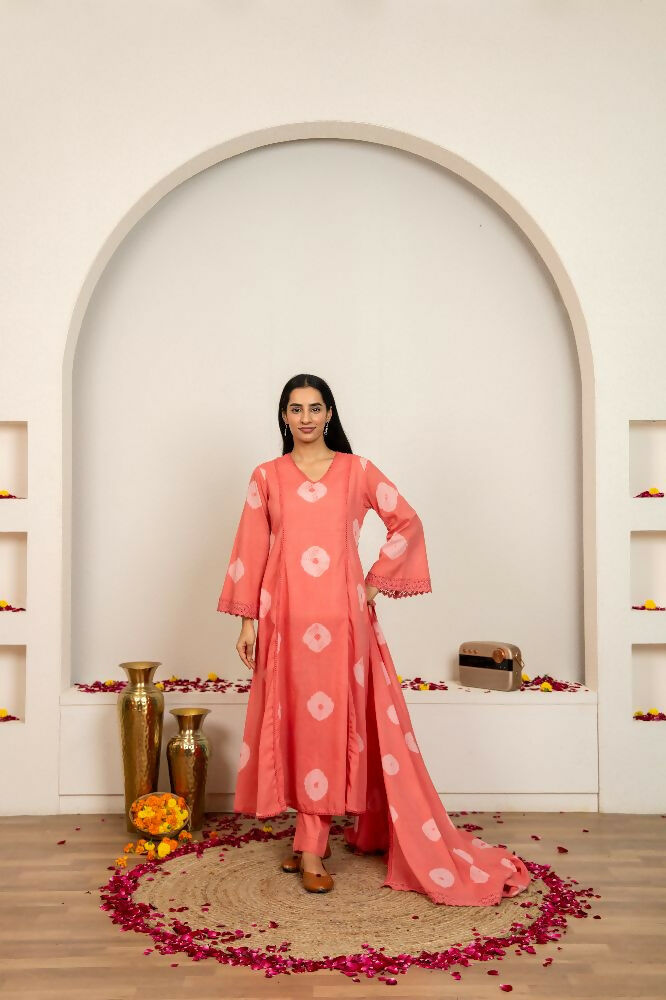 Joban Fashion Pink Tie & Dye Cotton Suit Set - Distacart