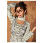 Anaita White Georgette Readymade Anarkali Suit with Sequence Work - Distacart