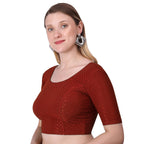 Vamika Cotton Lycra Stretchable Fabric Brown Stretchable Blouse