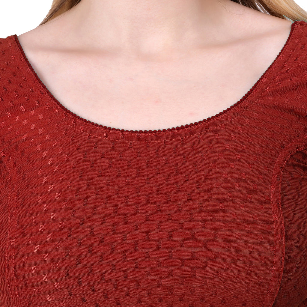Vamika Cotton Lycra Stretchable Fabric Brown Stretchable Blouse