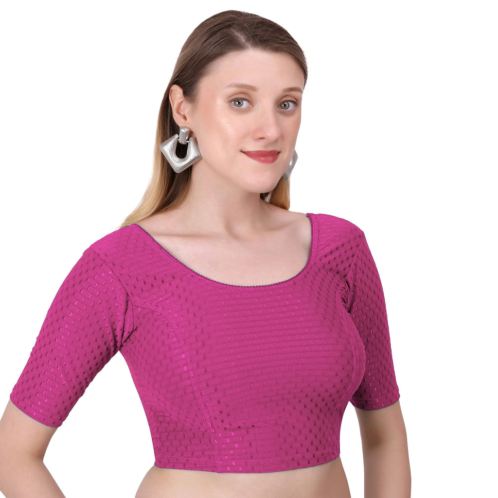 Vamika Cotton Lycra Stretchable Fabric Baby Pink Stretchable Blouse