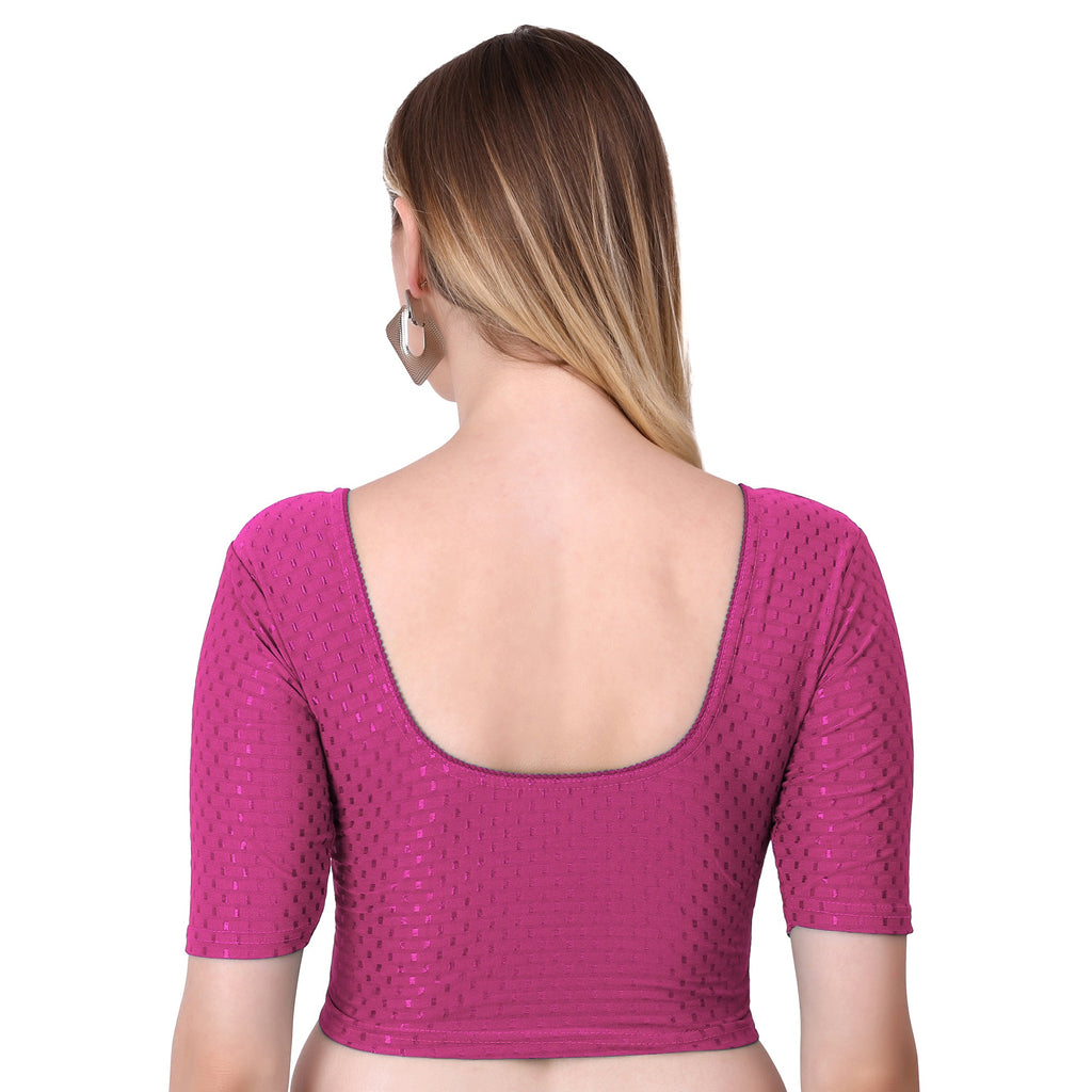 Vamika Cotton Lycra Stretchable Fabric Baby Pink Stretchable Blouse