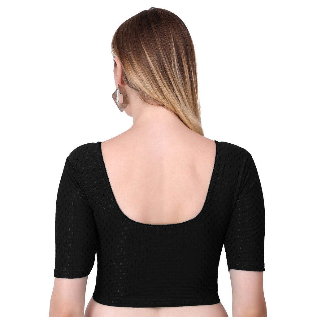Vamika Cotton Lycra Stretchable Fabric Black Stretchable Blouse