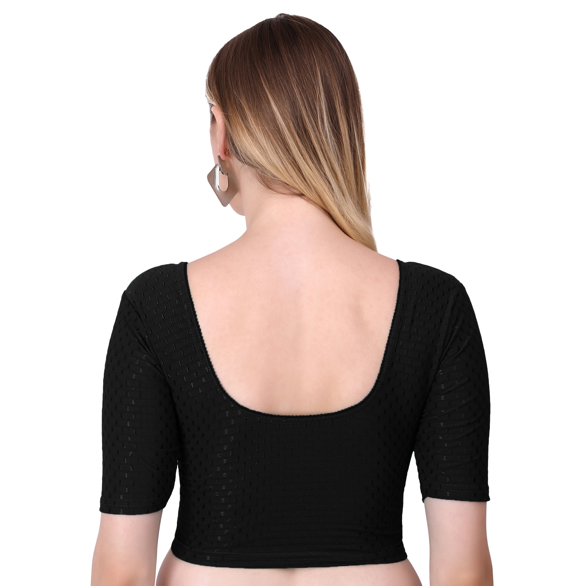 Vamika Cotton Lycra Stretchable Fabric Black Stretchable Blouse