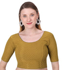 Vamika Cotton Lycra Stretchable Fabric Gold Stretchable Blouse