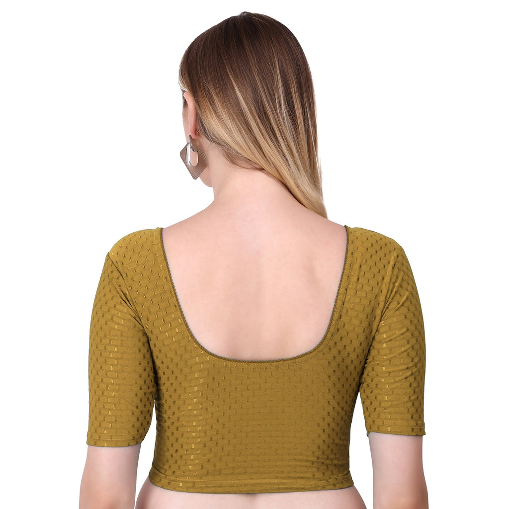 Vamika Cotton Lycra Stretchable Fabric Gold Stretchable Blouse