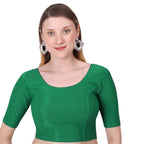 Vamika Cotton Lycra Stretchable Fabric Green Stretchable Blouse