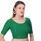 Vamika Cotton Lycra Stretchable Fabric Green Stretchable Blouse
