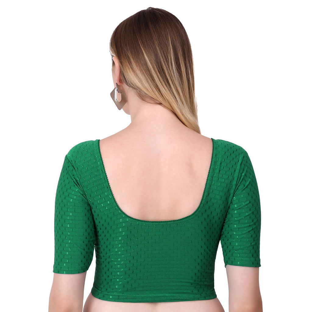 Vamika Cotton Lycra Stretchable Fabric Green Stretchable Blouse
