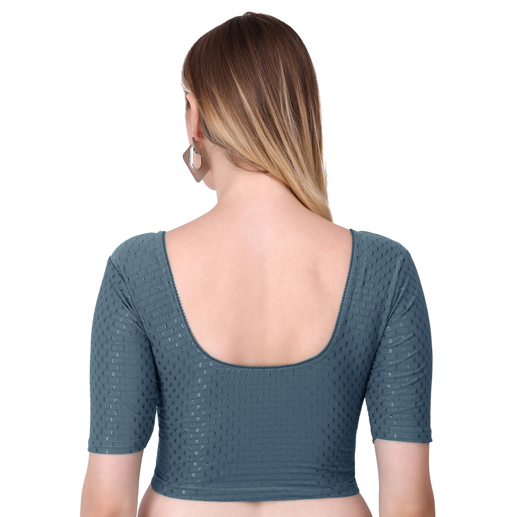 Vamika Cotton Lycra Stretchable Fabric Grey Stretchable Blouse