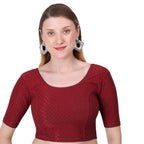 Vamika Cotton Lycra Stretchable Fabric Maroon Stretchable Blouse