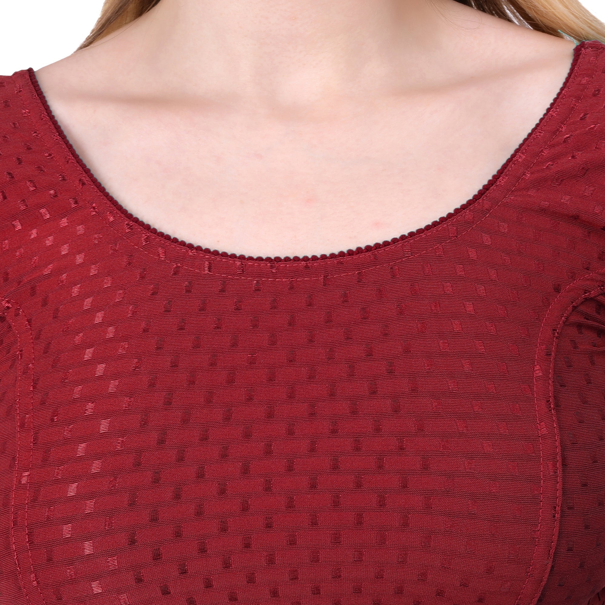 Vamika Cotton Lycra Stretchable Fabric Maroon Stretchable Blouse