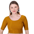 Vamika Cotton Lycra Stretchable Fabric Mustard Stretchable Blouse