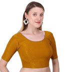 Vamika Cotton Lycra Stretchable Fabric Mustard Stretchable Blouse