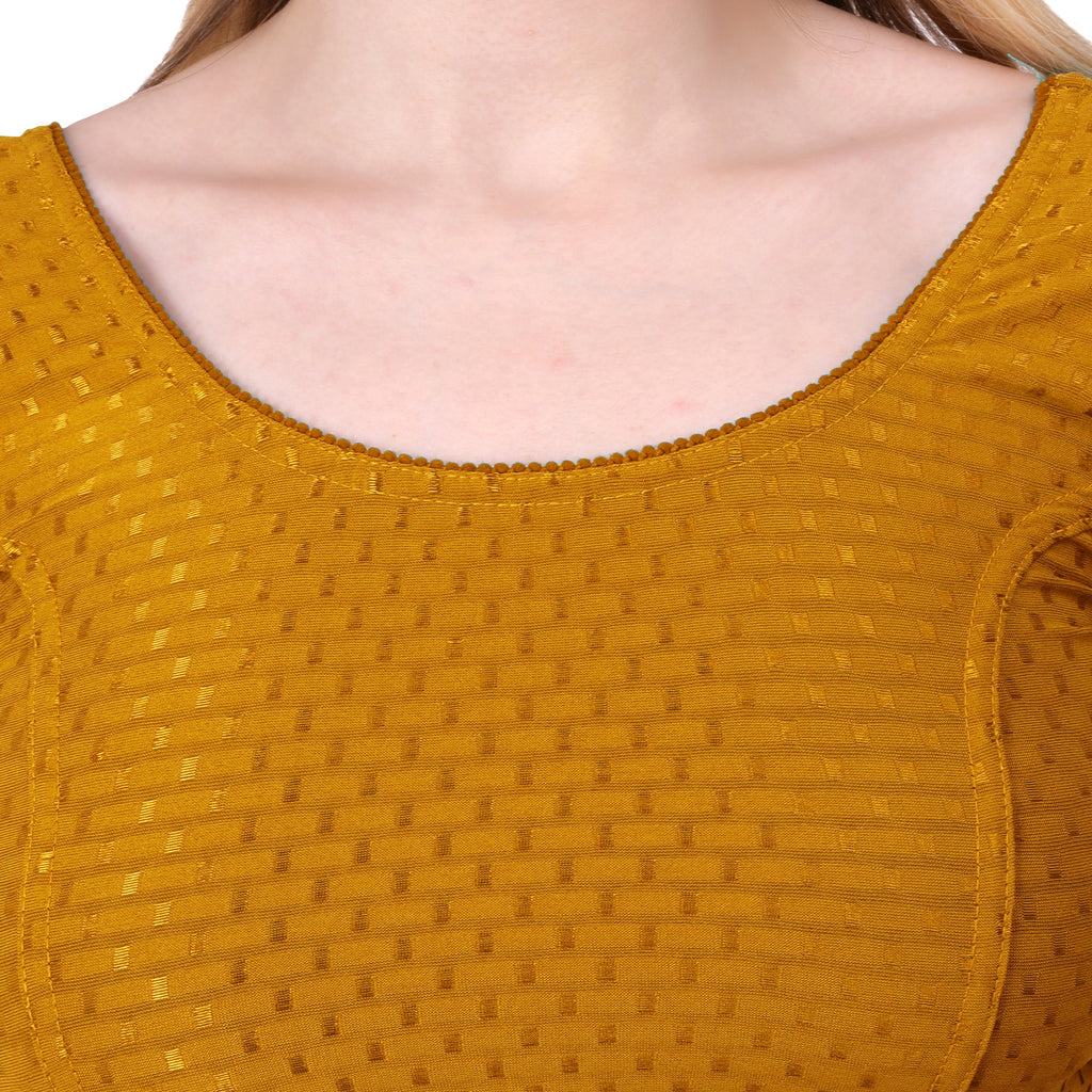 Vamika Cotton Lycra Stretchable Fabric Mustard Stretchable Blouse