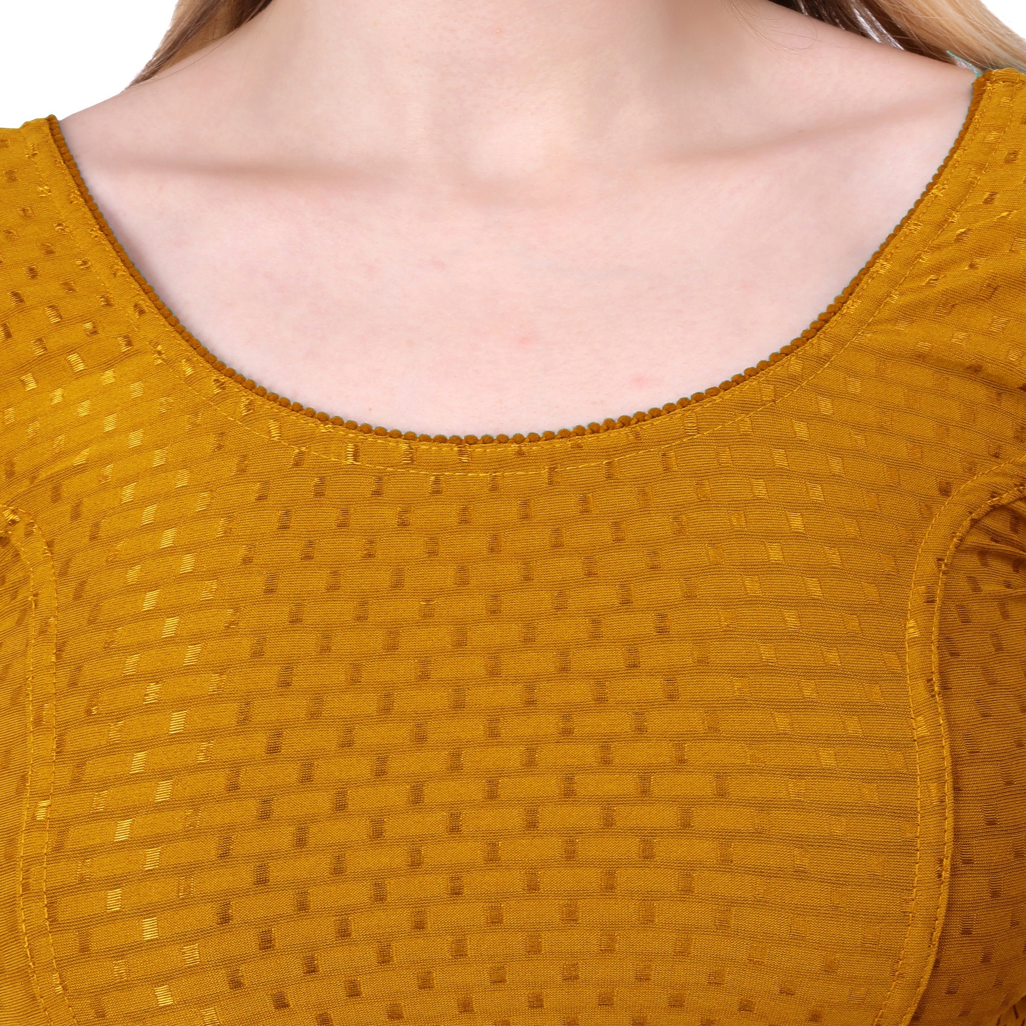 Vamika Cotton Lycra Stretchable Fabric Mustard Stretchable Blouse