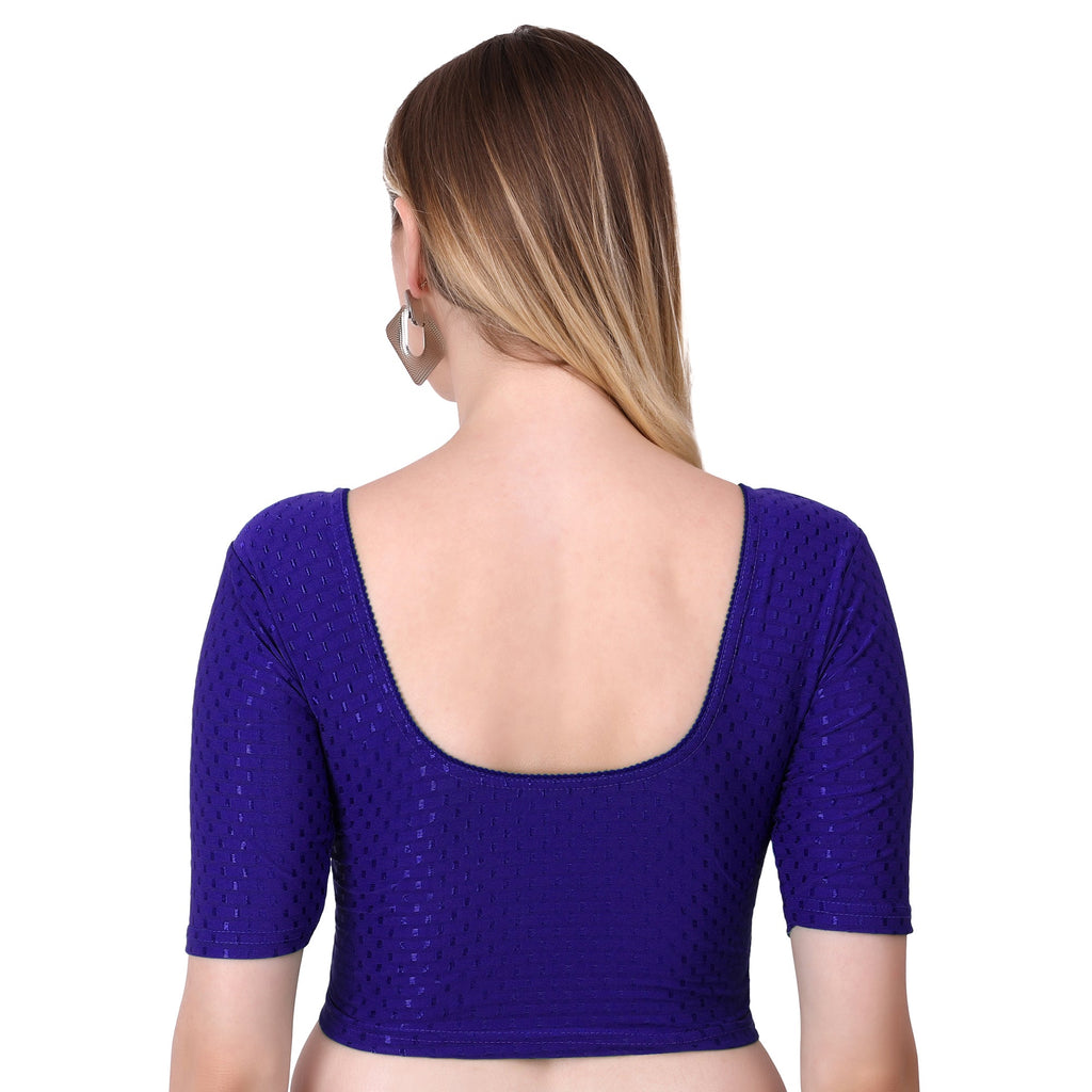 Vamika Cotton Lycra Stretchable Fabric Navy Stretchable Blouse