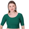 Vamika Cotton Lycra Stretchable Fabric Dark Green Stretchable Blouse