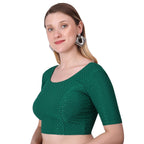 Vamika Cotton Lycra Stretchable Fabric Dark Green Stretchable Blouse