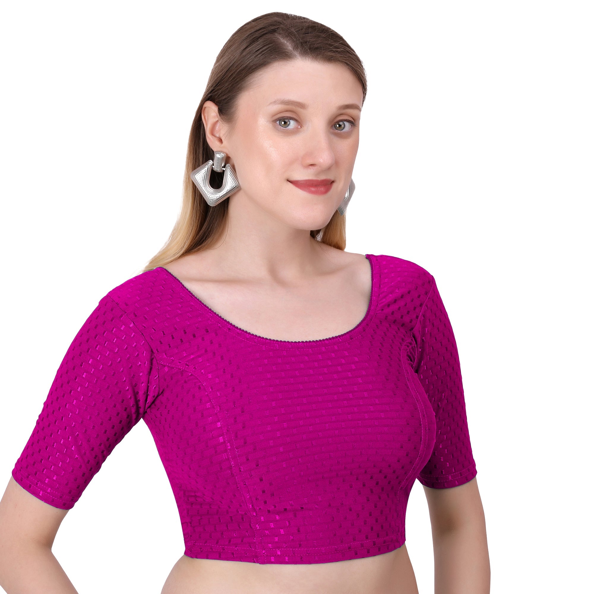 Vamika Cotton Lycra Stretchable Fabric Pink Stretchable Blouse