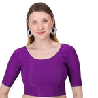 Vamika Cotton Lycra Stretchable Fabric Purple Stretchable Blouse