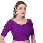 Vamika Cotton Lycra Stretchable Fabric Purple Stretchable Blouse