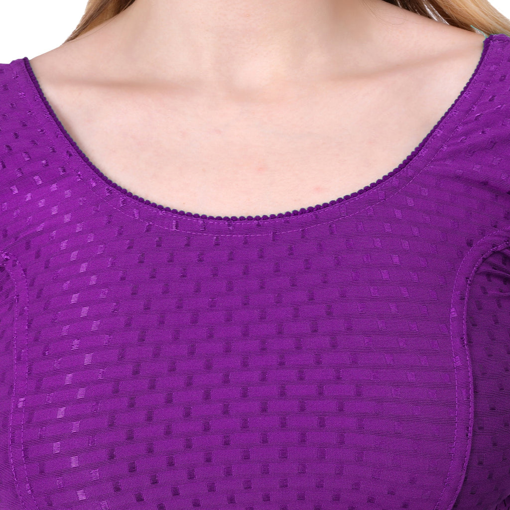 Vamika Cotton Lycra Stretchable Fabric Purple Stretchable Blouse