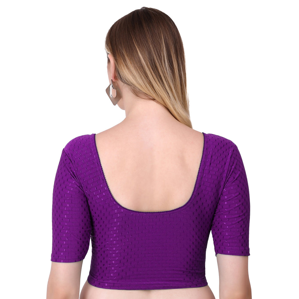 Vamika Cotton Lycra Stretchable Fabric Purple Stretchable Blouse