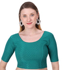 Vamika Cotton Lycra Stretchable Fabric Rama Green Stretchable Blouse