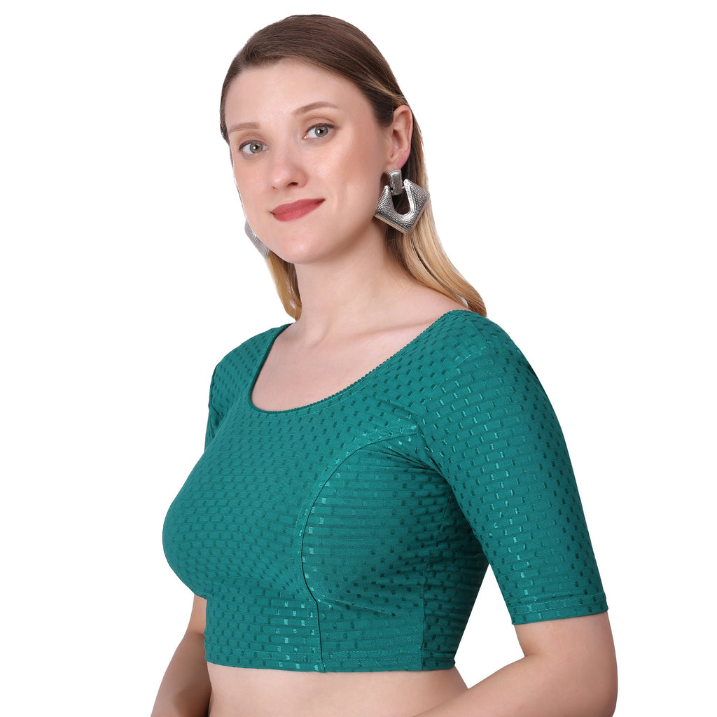 Vamika Cotton Lycra Stretchable Fabric Rama Green Stretchable Blouse