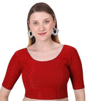 Vamika Cotton Lycra Stretchable Fabric Red Stretchable Blouse