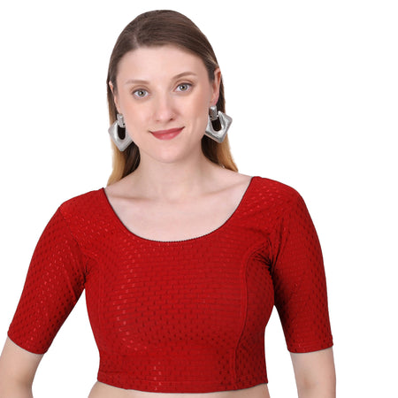 Vamika Cotton Lycra Stretchable Fabric Red Stretchable Blouse