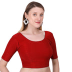 Vamika Cotton Lycra Stretchable Fabric Red Stretchable Blouse