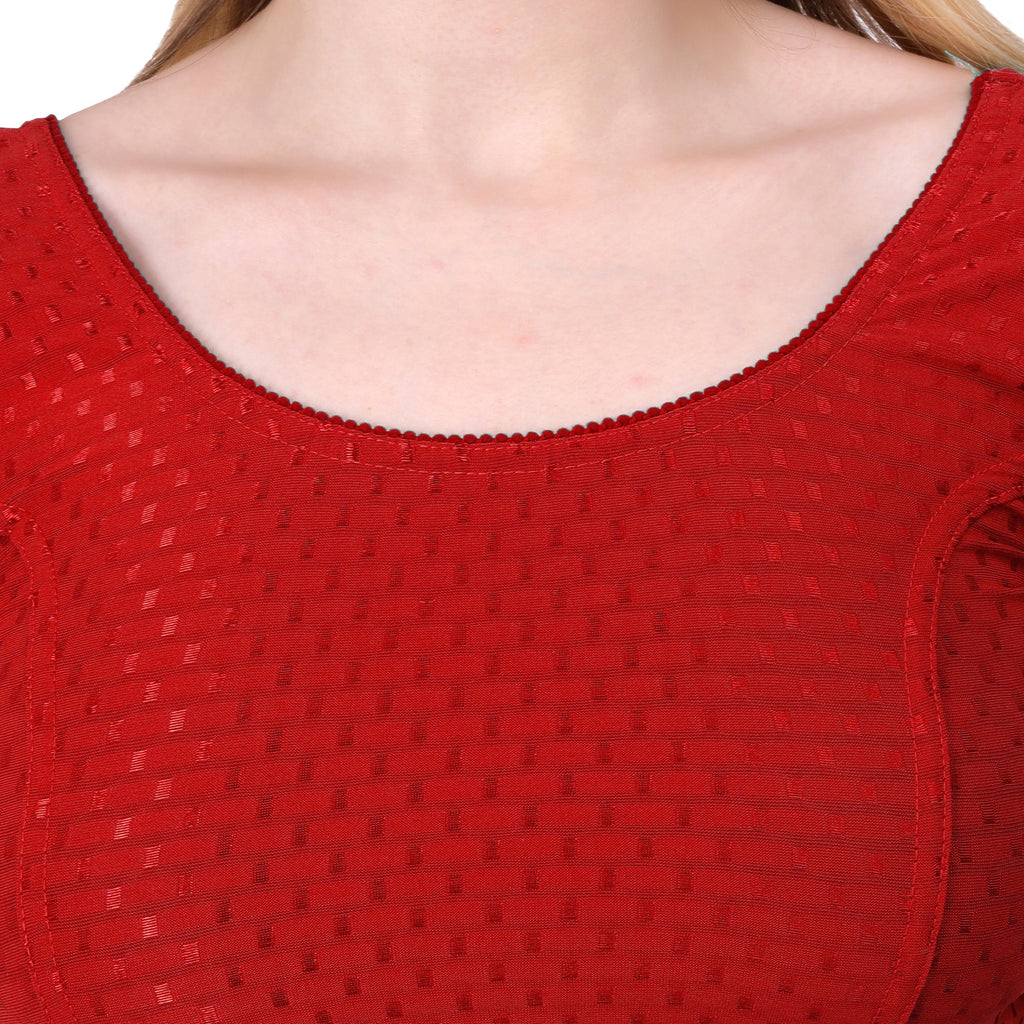 Vamika Cotton Lycra Stretchable Fabric Red Stretchable Blouse