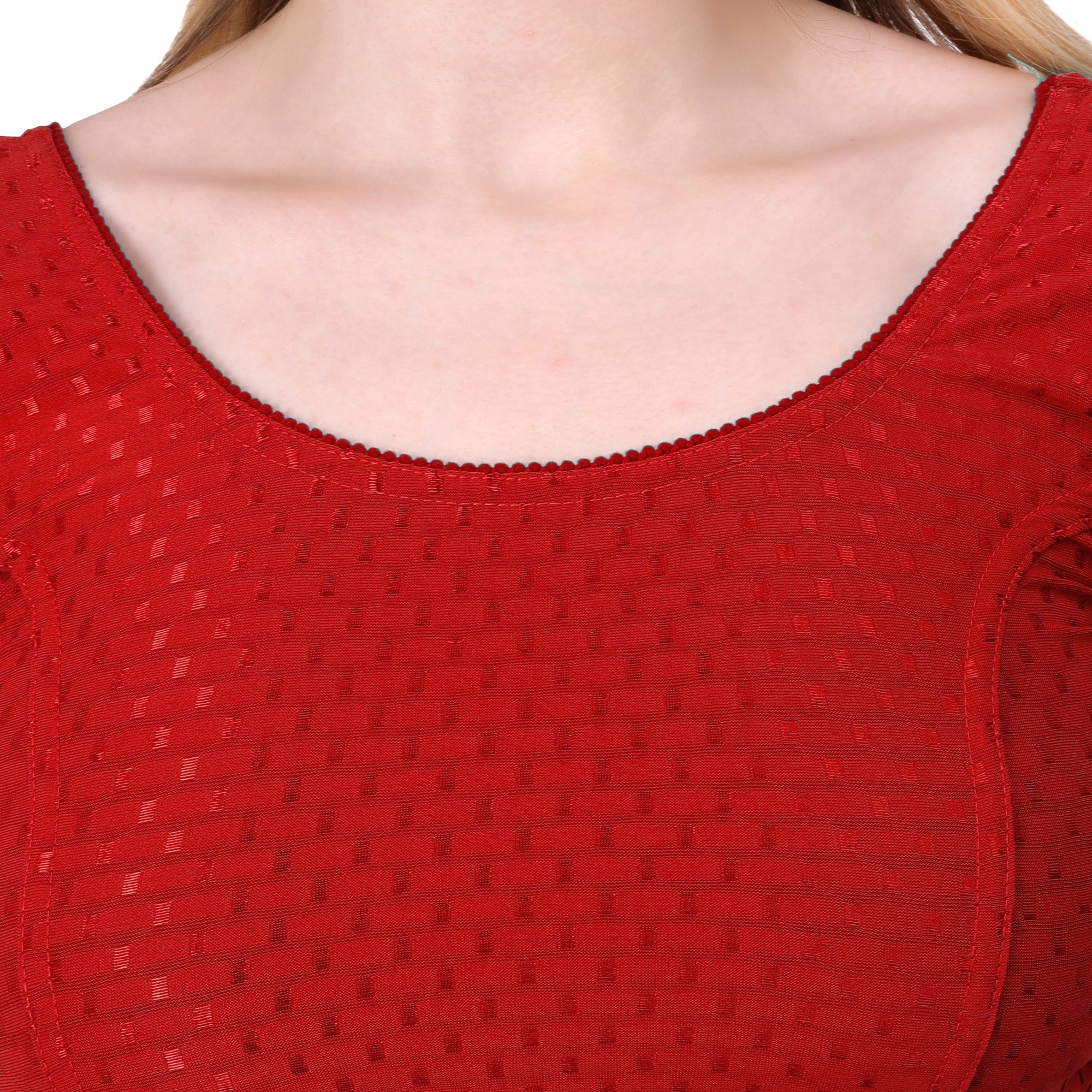 Vamika Cotton Lycra Stretchable Fabric Red Stretchable Blouse