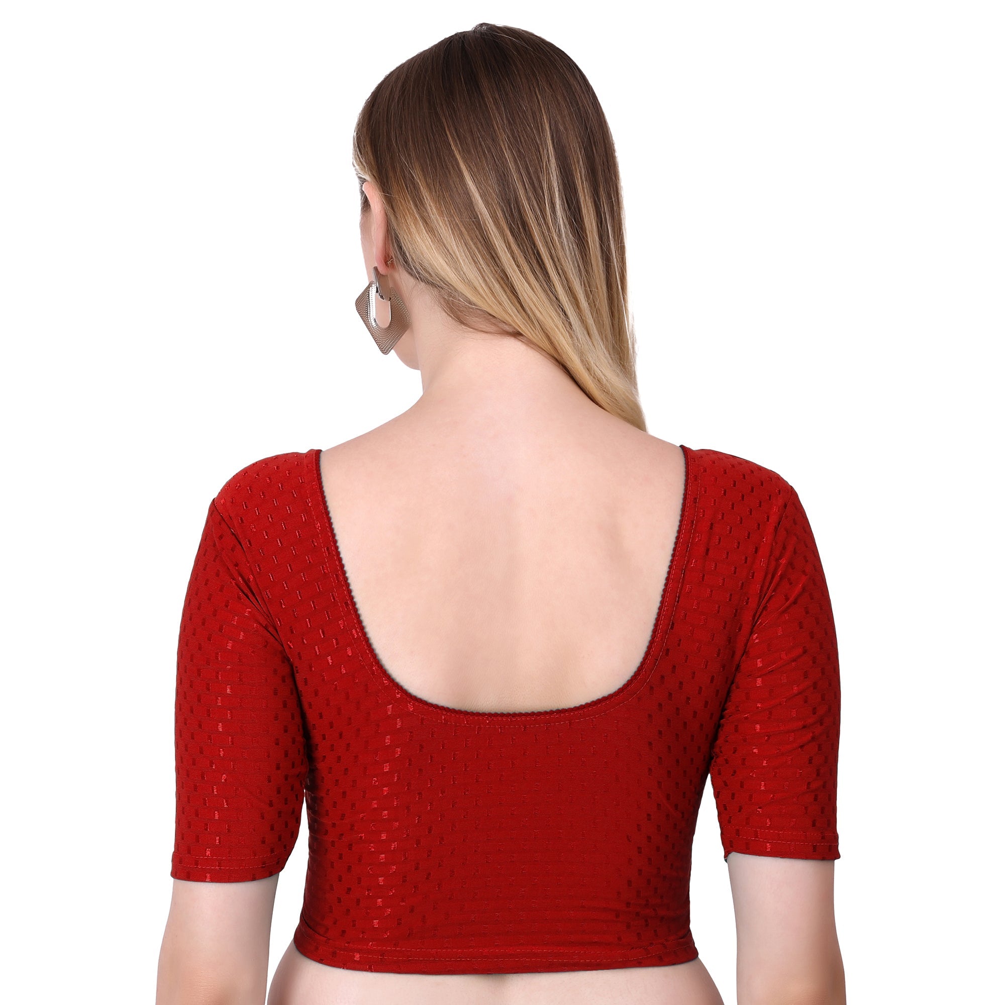 Vamika Cotton Lycra Stretchable Fabric Red Stretchable Blouse