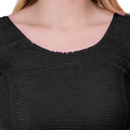 Vamika Cotton Lycra Stretchable Fabric Black Balloon Sleeves Blouse