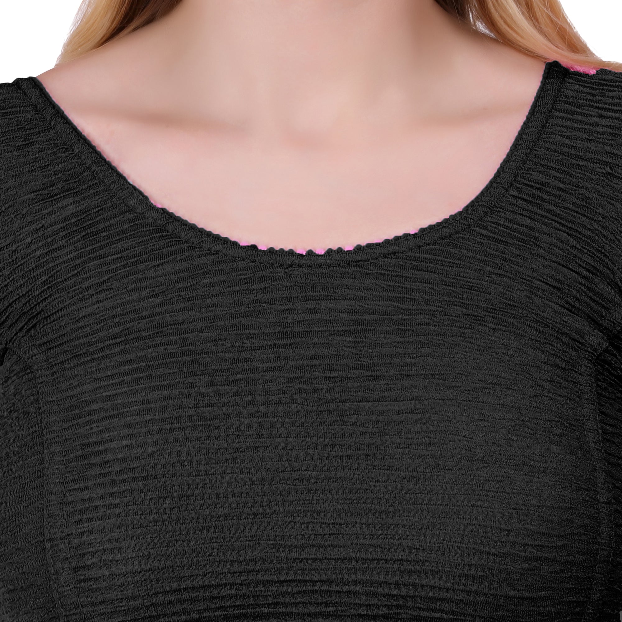 Vamika Cotton Lycra Stretchable Fabric Black Balloon Sleeves Blouse