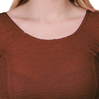 Vamika Cotton Lycra Stretchable Fabric Brown Balloon Sleeves Blouse